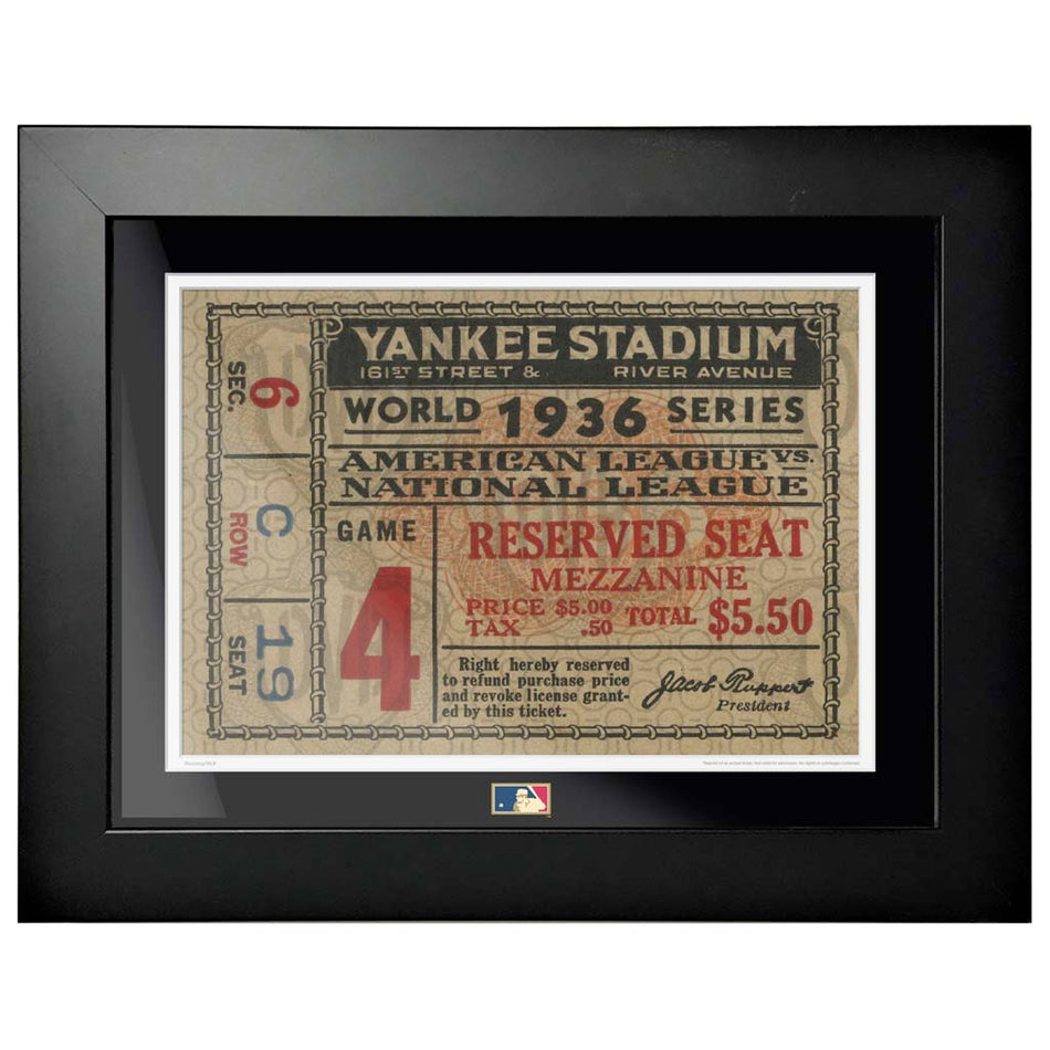 12"x16" World Series Ticket Framed New York Yankees 1936 G4L