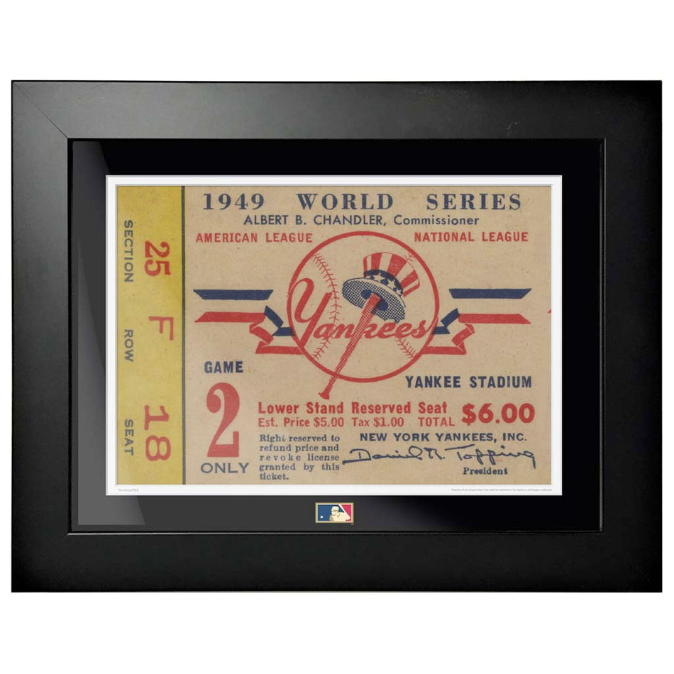 12"x16" World Series Ticket Framed New York Yankees 1949 G2L