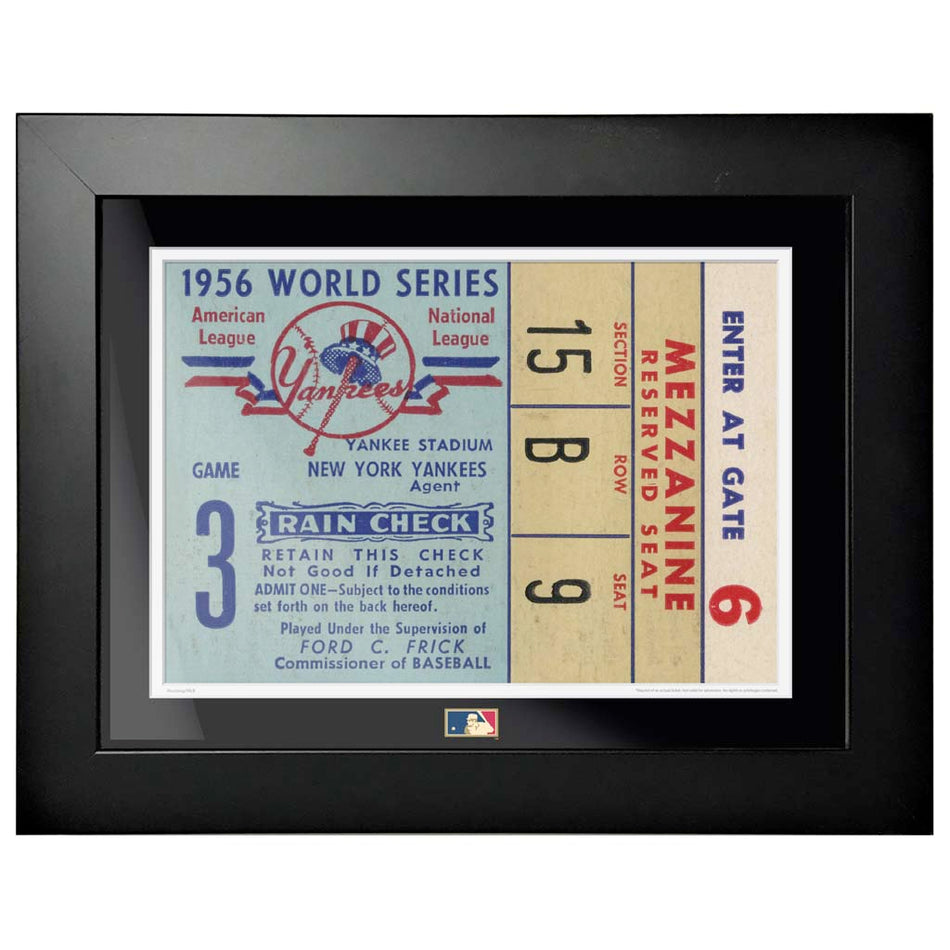 12"x16" World Series Ticket Framed New York Yankees 1956 G3R