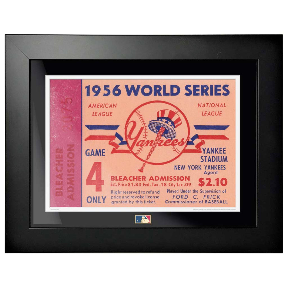 12"x16" World Series Ticket Framed New York Yankees 1956 G4L