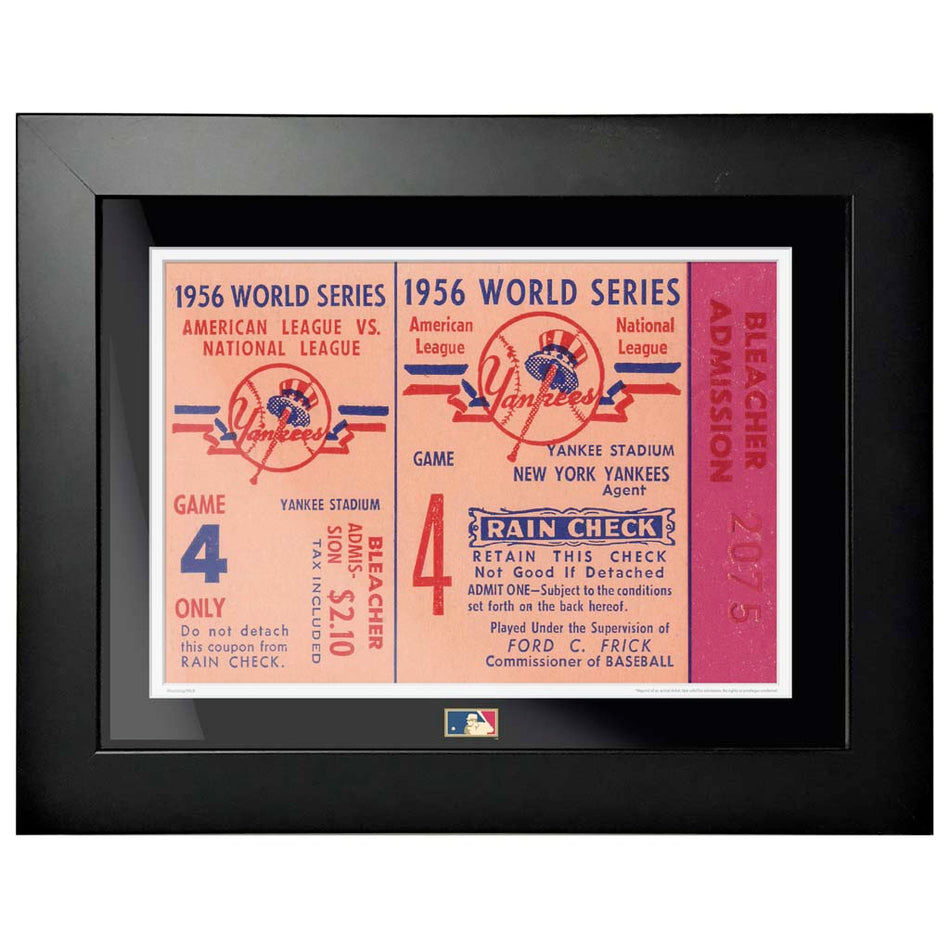 12"x16" World Series Ticket Framed New York Yankees 1956 G4R