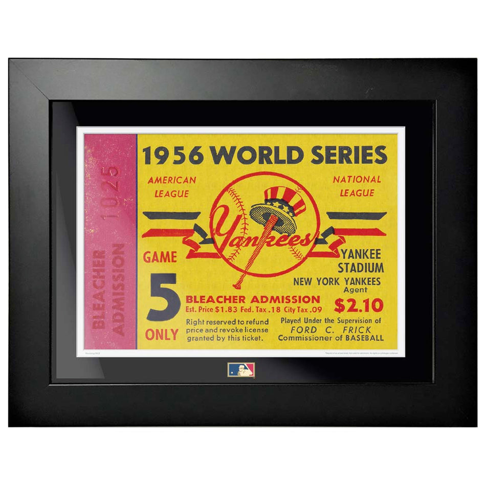 12"x16" World Series Ticket Framed New York Yankees 1956 G5L