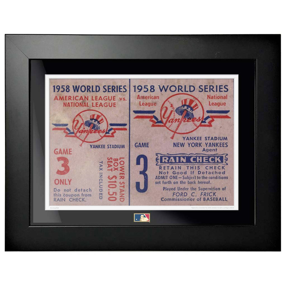 12"x16" World Series Ticket Framed New York Yankees 1958 G3R