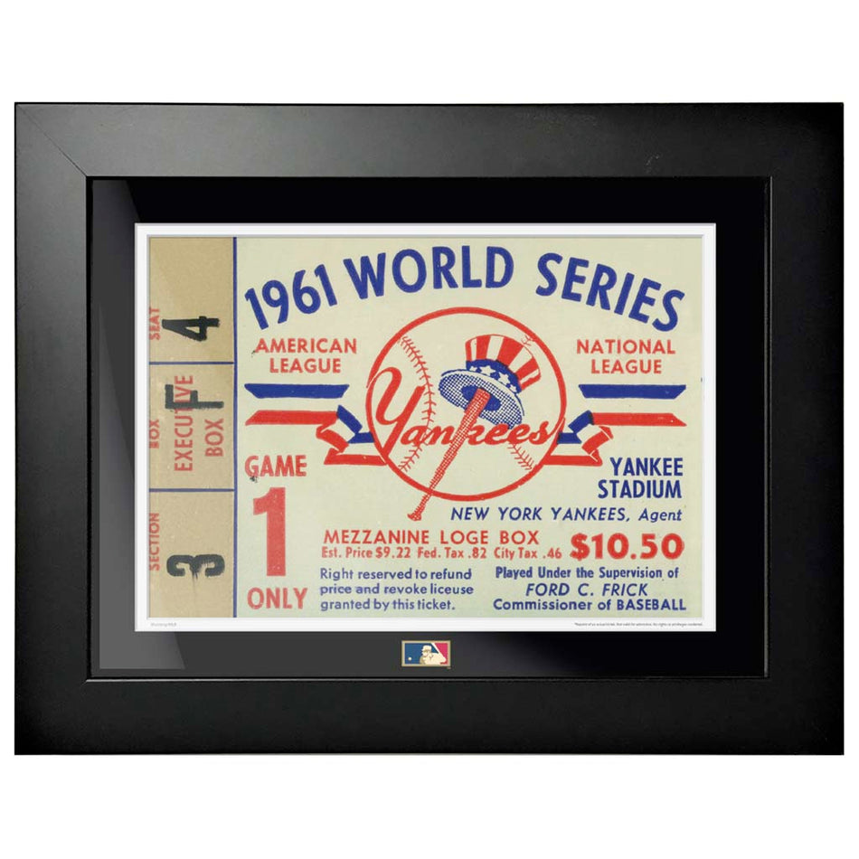 12"x16" World Series Ticket Framed New York Yankees 1961 G1L
