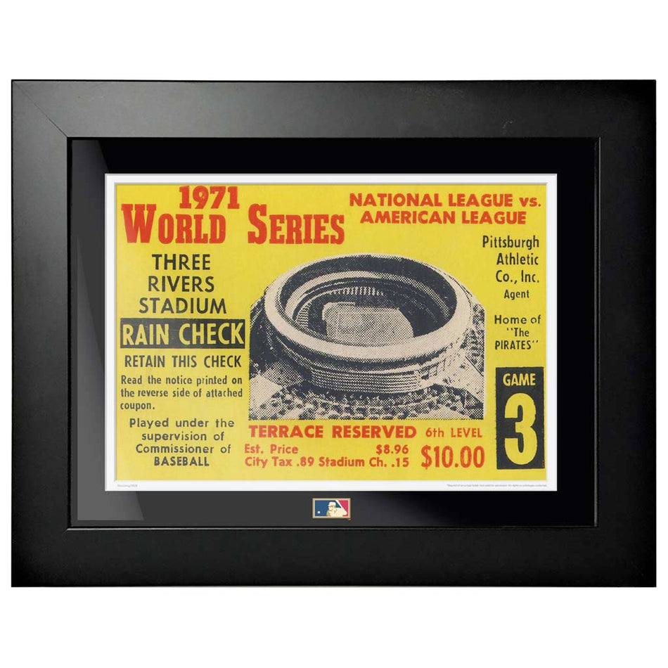 12"x16" World Series Ticket Framed Pittsburgh Pirates 1971 G3L