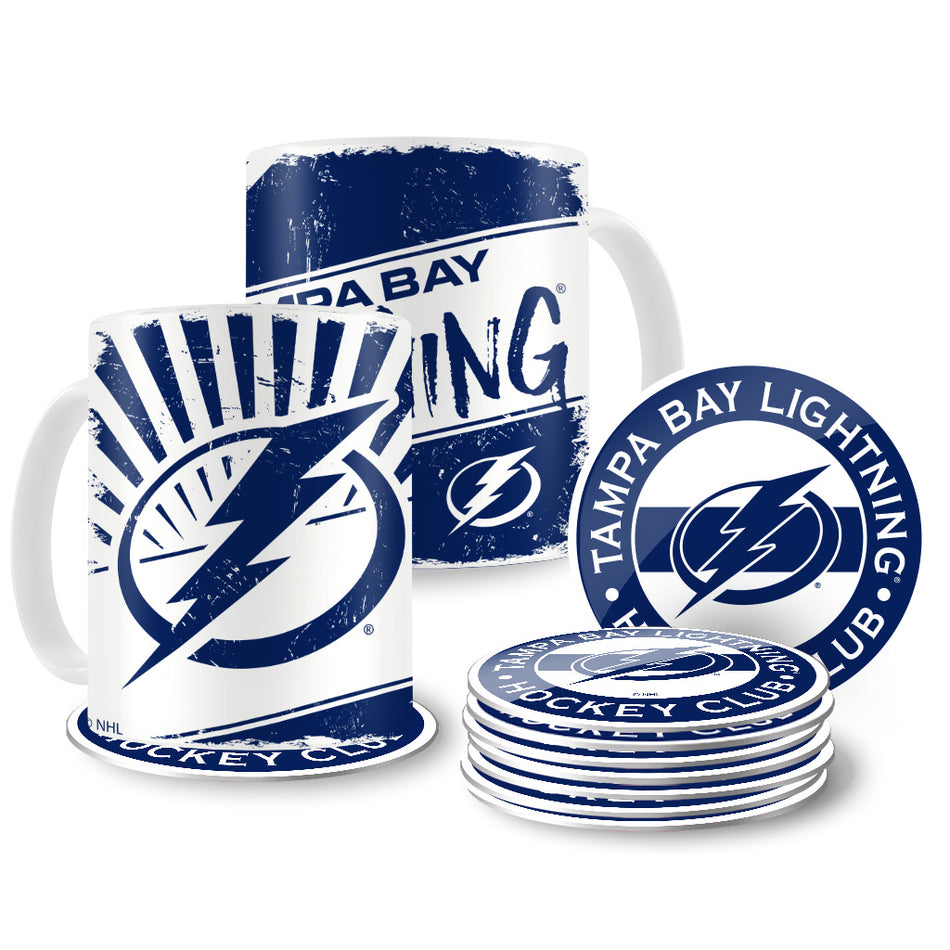 Tampa Bay Lightning Mug & Coaster Set - 2 Pack 15oz Mugs | 8 Pack Coasters