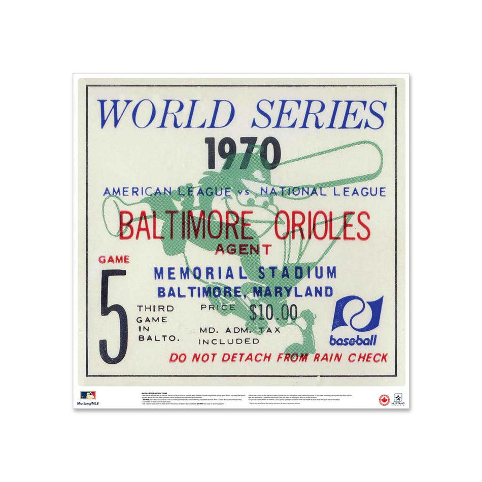 24" Repositionable W Series Ticket Baltimore Orioles Centre 1970G5C