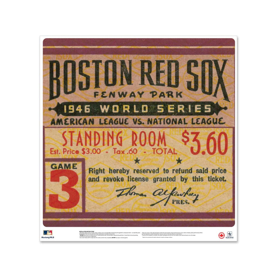 24" Repositionable W Series Ticket Boston Red Sox Left 1946G3L