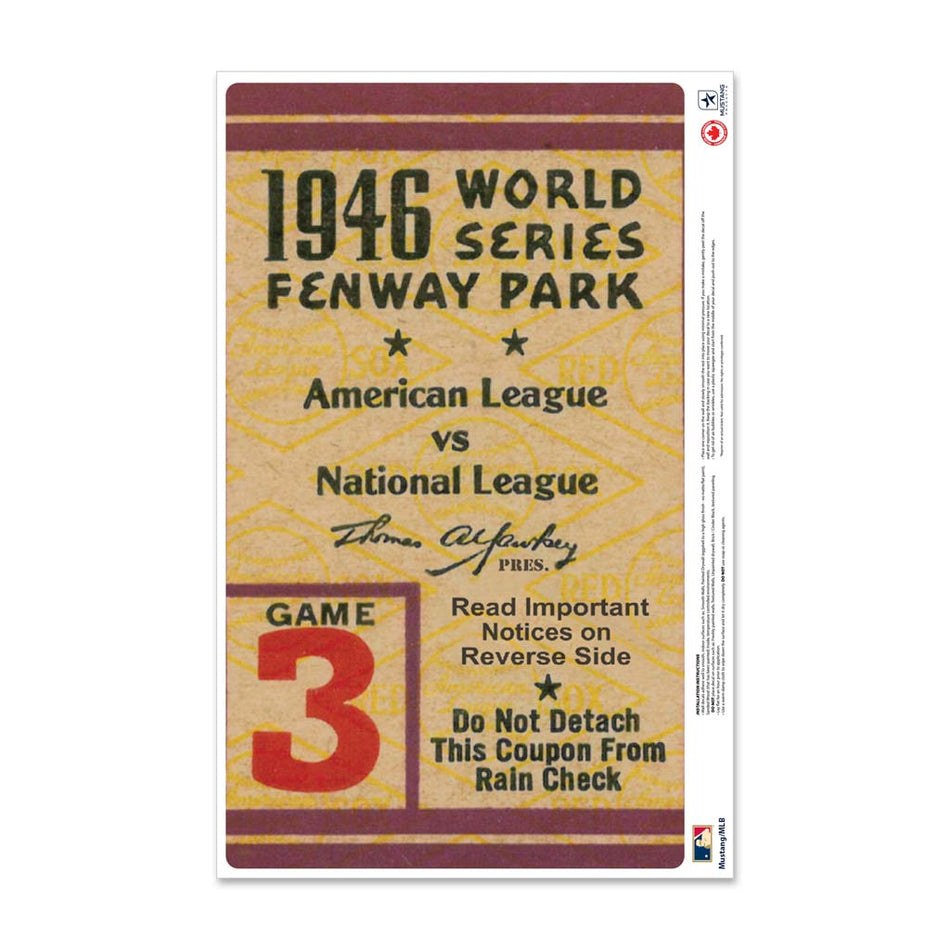 24" Repositionable W Series Ticket Boston Red Sox Right 1946G3R