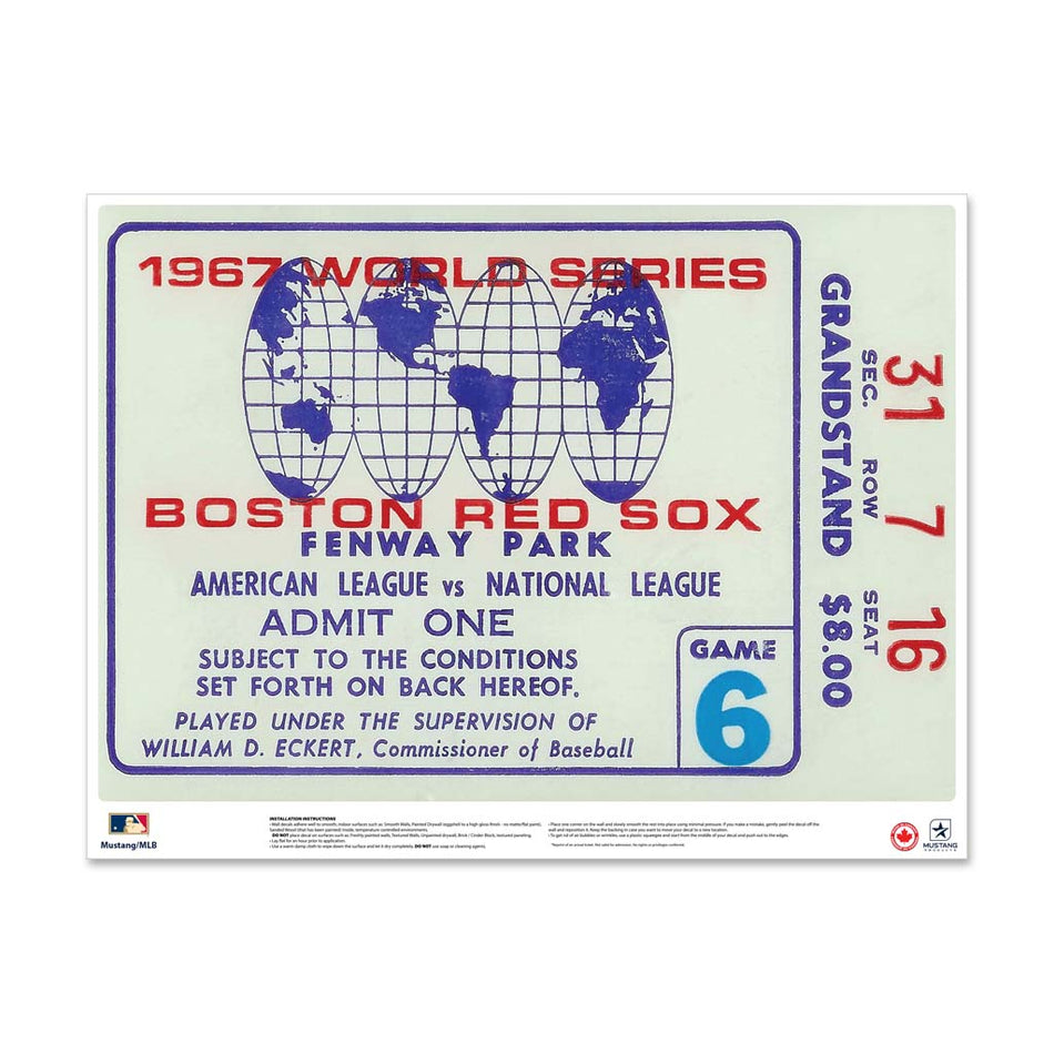 24" Repositionable W Series Ticket Boston Red Sox Centre 1967G6C