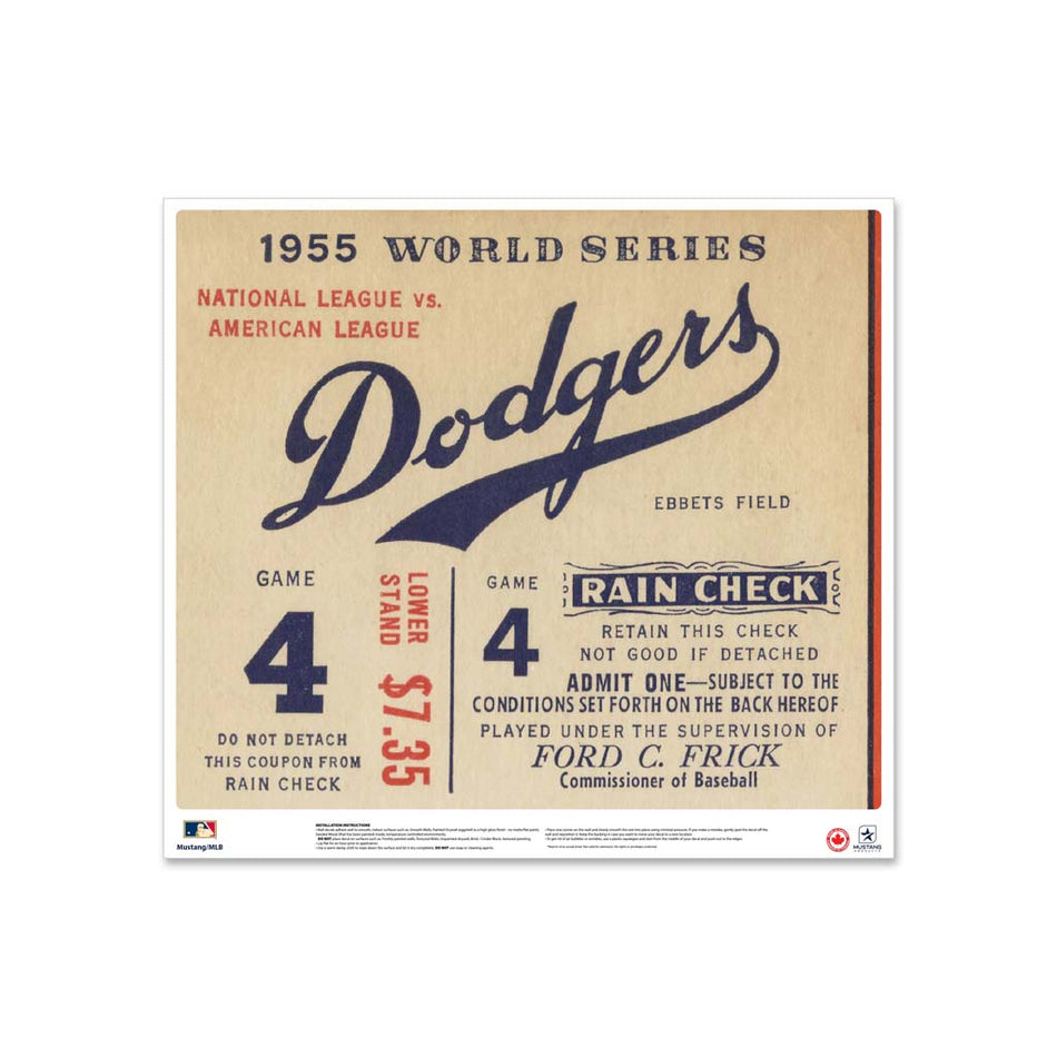 24" Repositionable W Series Ticket Brooklyn Dodgers Left 1955G4L
