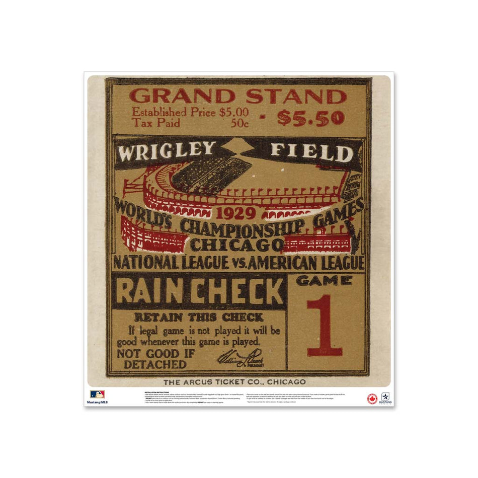 24" Repositionable W Series Ticket Chicago Cubs Right 1929G1R