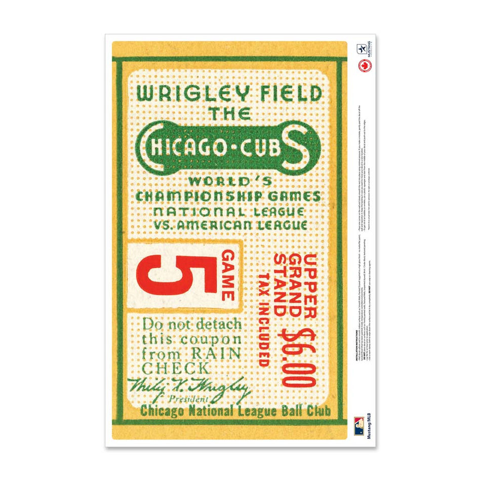 24" Repositionable W Series Ticket Chicago Cubs Centre 1945G1C