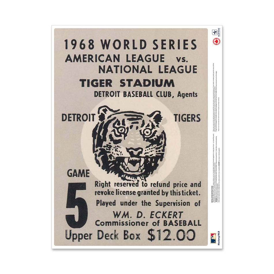 24" Repositionable W Series Ticket Detroit Tigers Left 1968G5L
