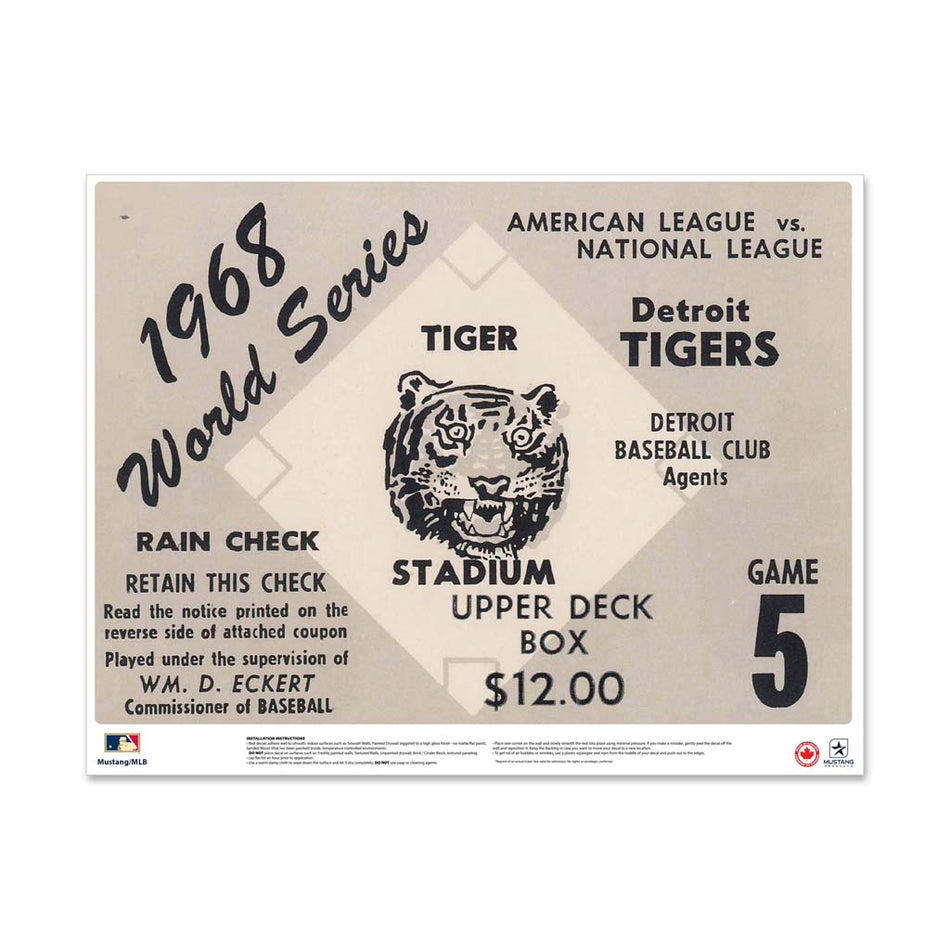 24" Repositionable W Series Ticket Detroit Tigers Right 1968G5R