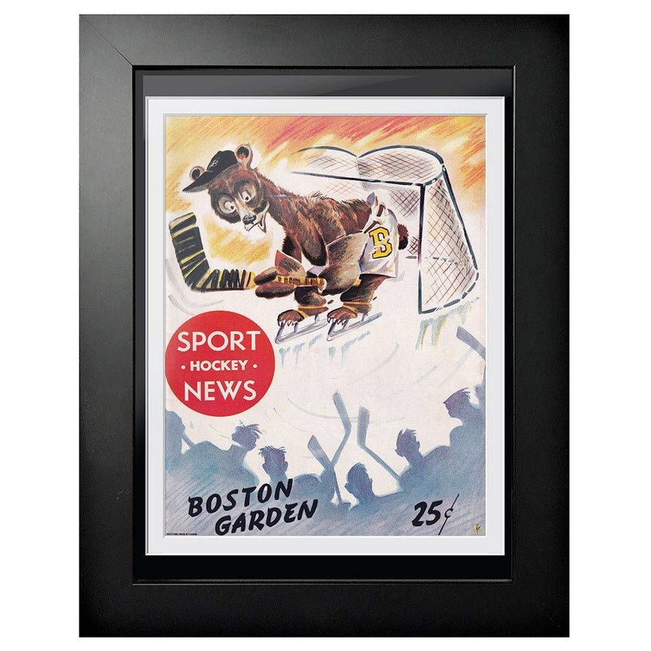 Boston Bruins Program Cover - Sports Hockey News Bear in Net 1949