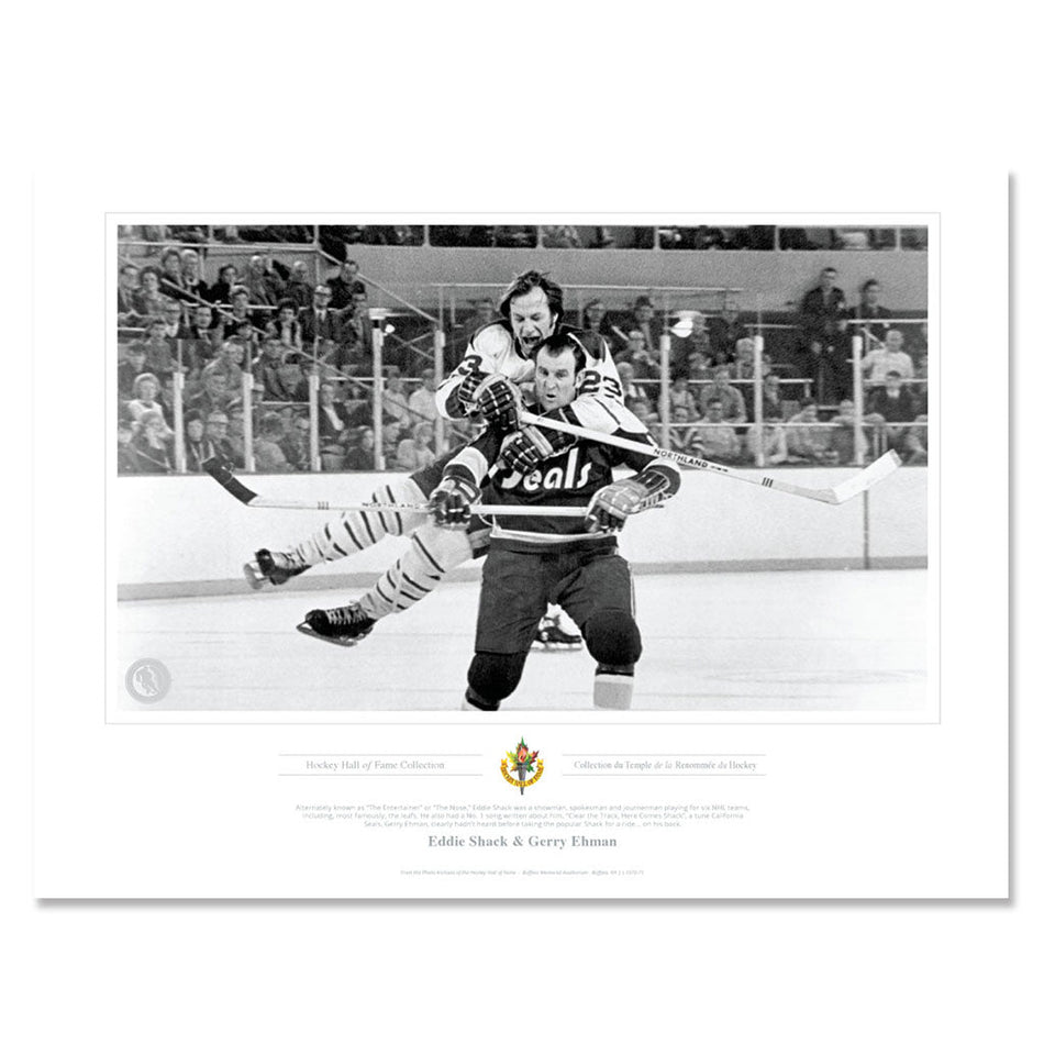 NHL Memorabilia - Eddie Shack the Entertainer Black & White Classic - 12" x 16" Print