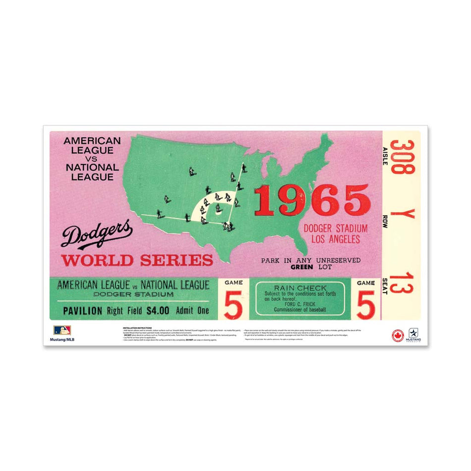 24" Repositionable W Series Ticket LA Dodgers Centre 1965G5C