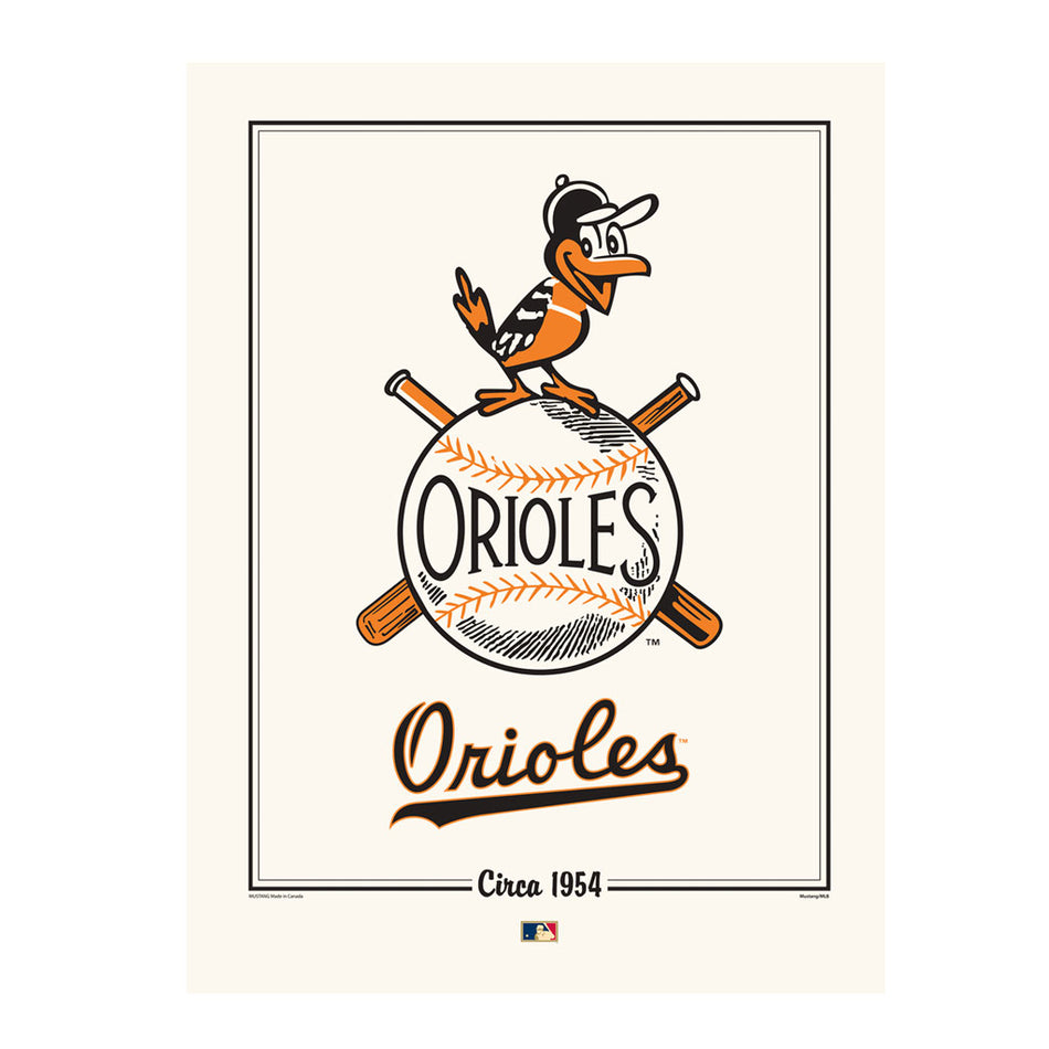 Baltimore Orioles 12x16 Cooperstown Logos to History Print- 1954