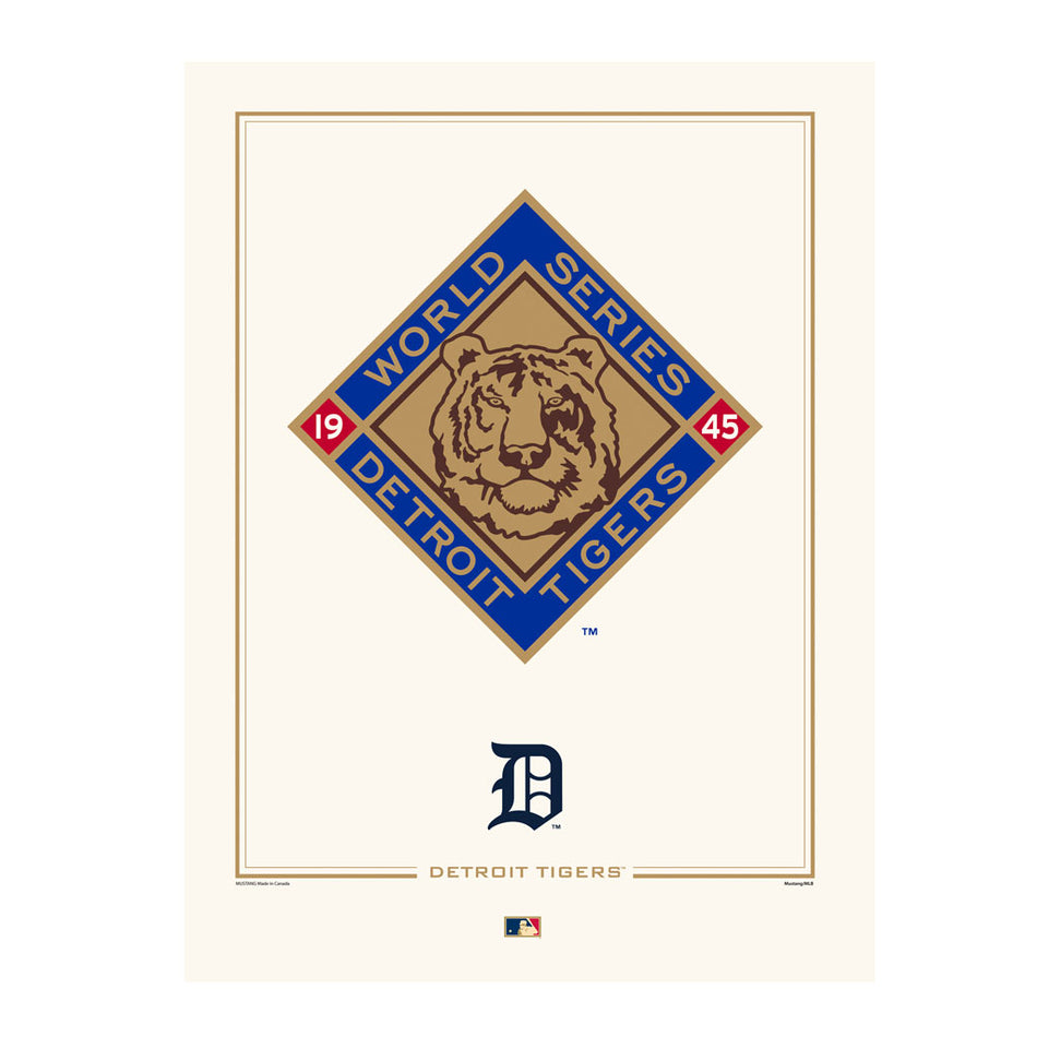 Detroit Tigers 1945 World Series Logos to History 12x16 Print