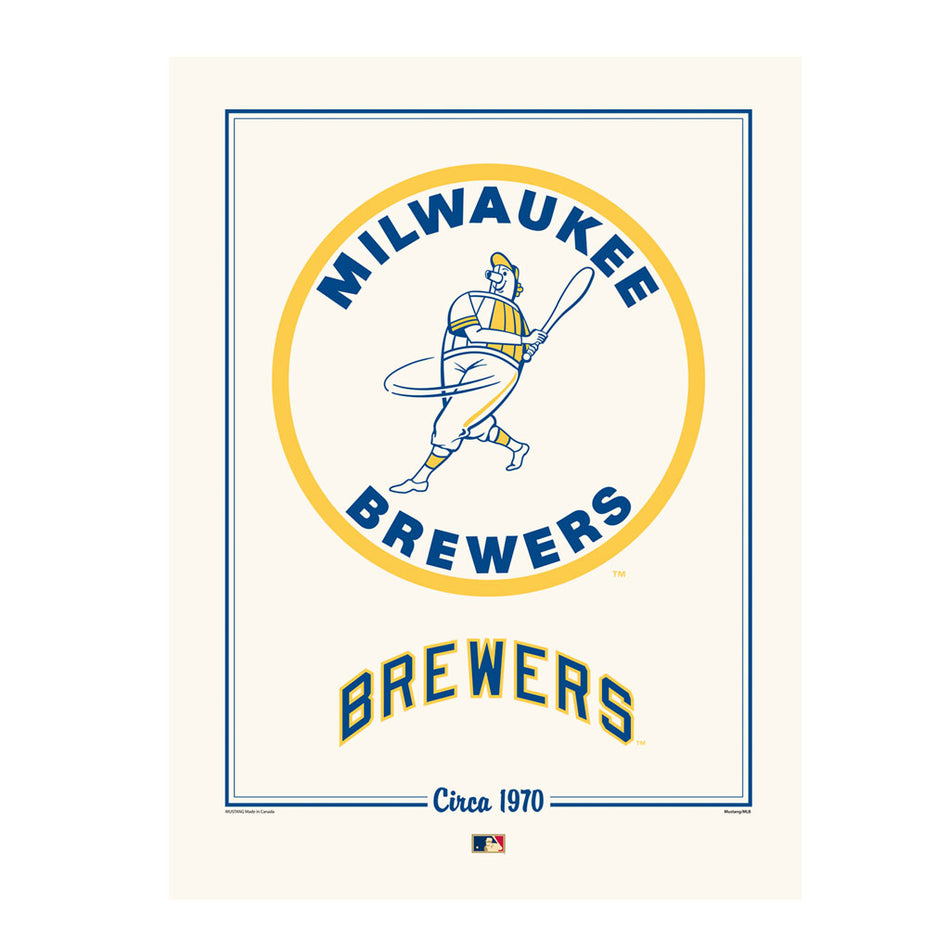 Milwaukee Brewers 12x16 Cooperstown Logos to History Print- 1970