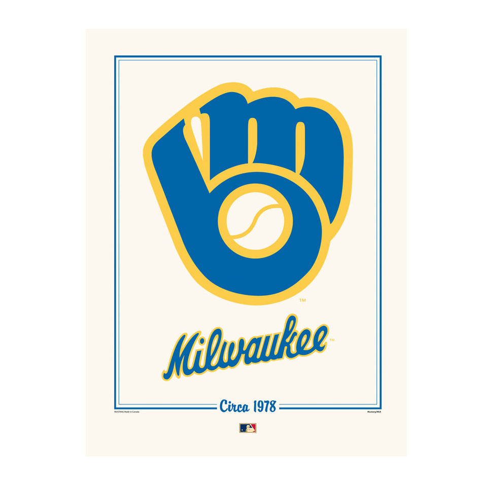 Milwaukee Brewers 12x16 Cooperstown Logos to History Print- 1978