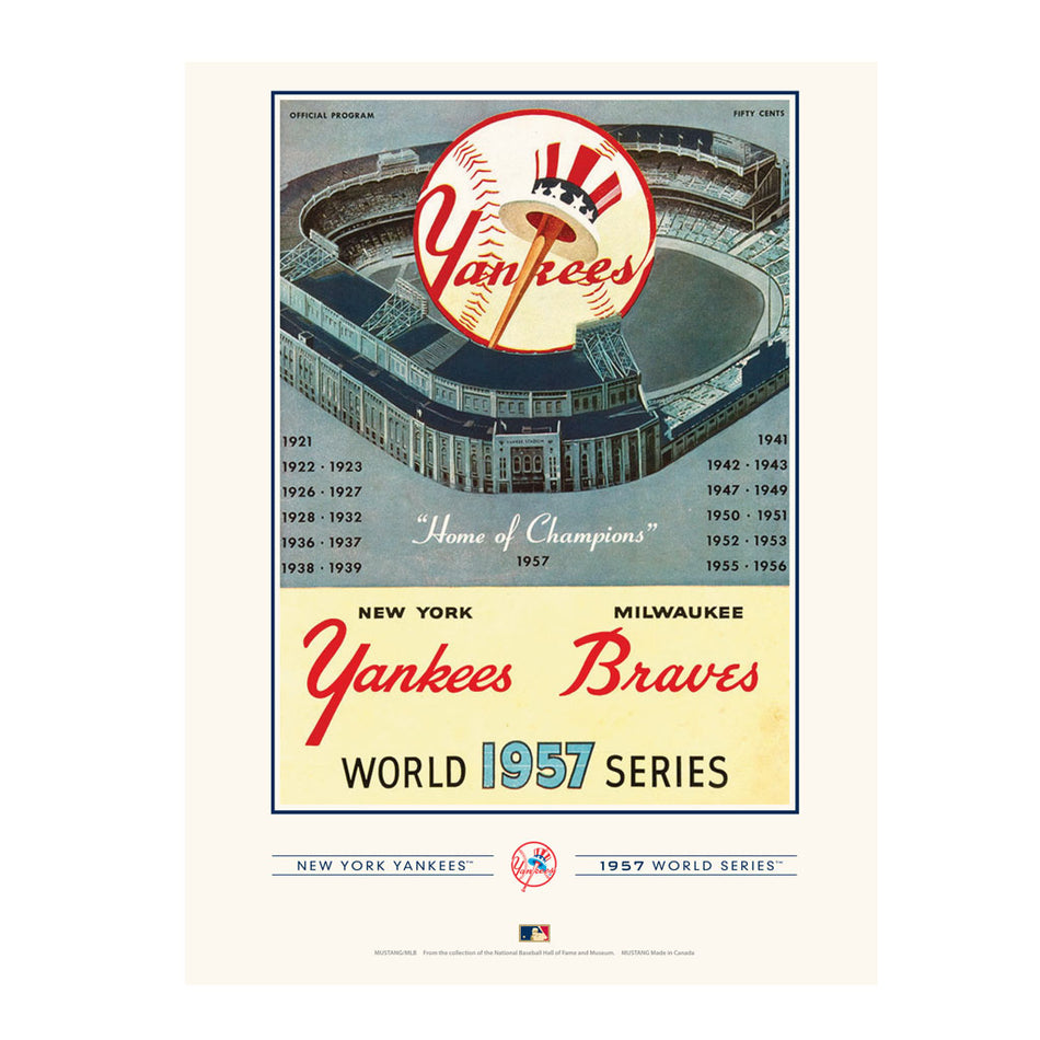 New York Y. vs. Milwaukee B. WS 1957 12x16 Program Cover- Print