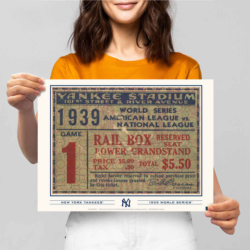 New York Yankees World Series Ticket 12x16 Print- 1963G1R