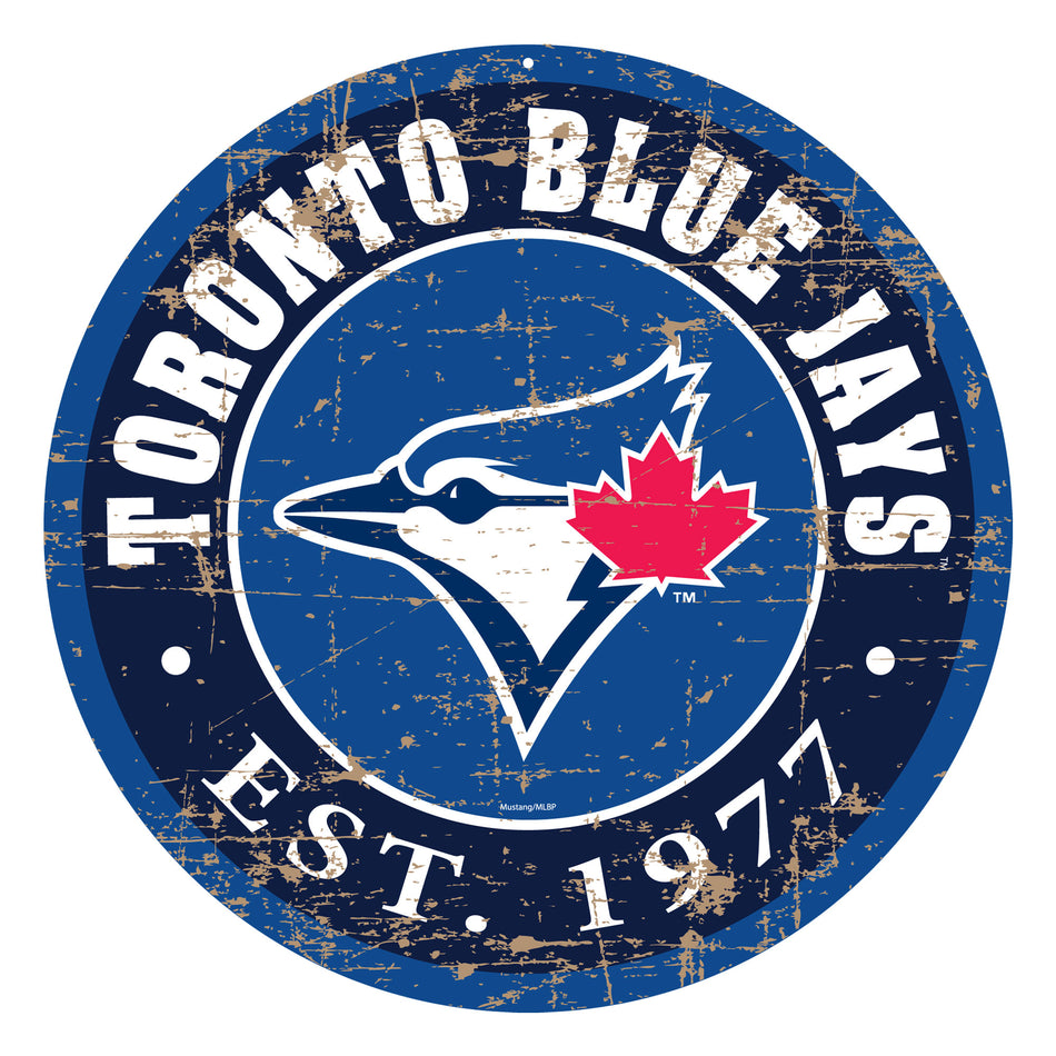 Toronto Blue Jays Sign - 22" Round Distressed