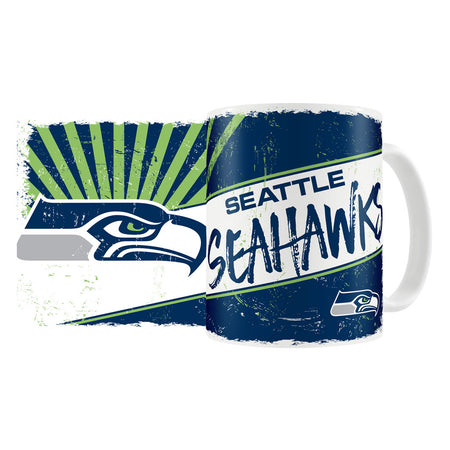 Seattle Seahawks Mug & Coaster Set - 2 Pack 15oz Mugs | 8 Pack Coasters - Sports Decor