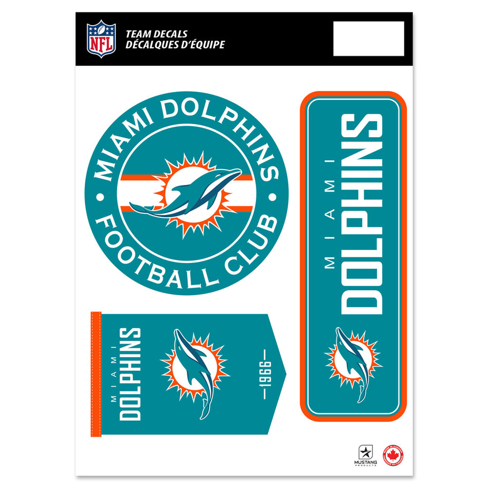 Miami Dolphins Fan Decal Set - 8" x 11"