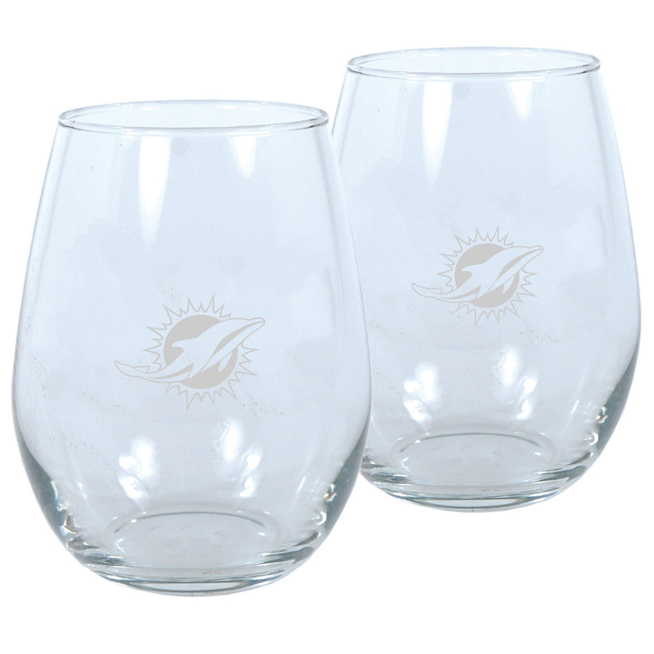 Miami Dolphins Wine Glass Set