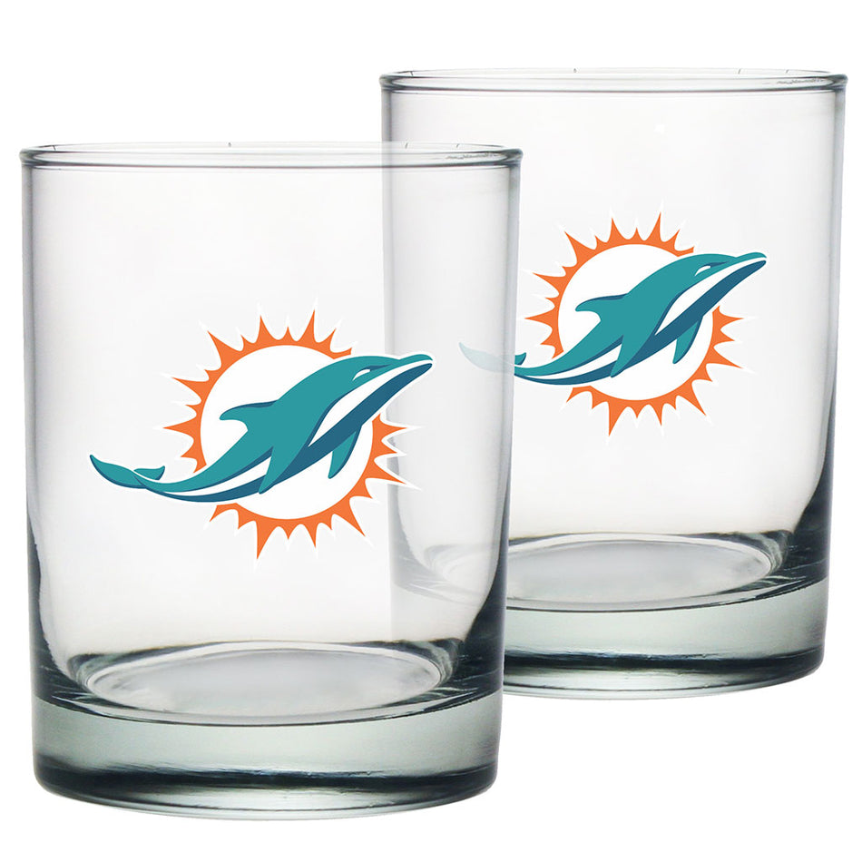 Miami Dolphins Rocks Glass Set