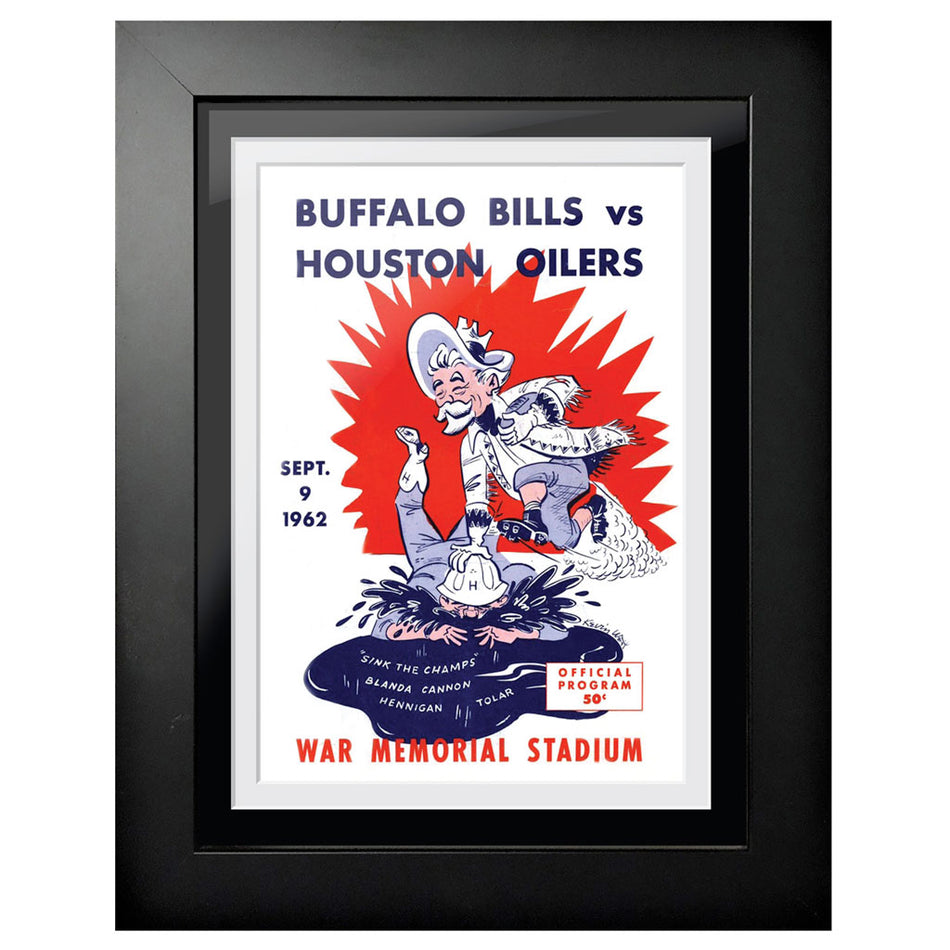 Buffalo Bills vs Houston Oilers 1962 Framed Program Cover