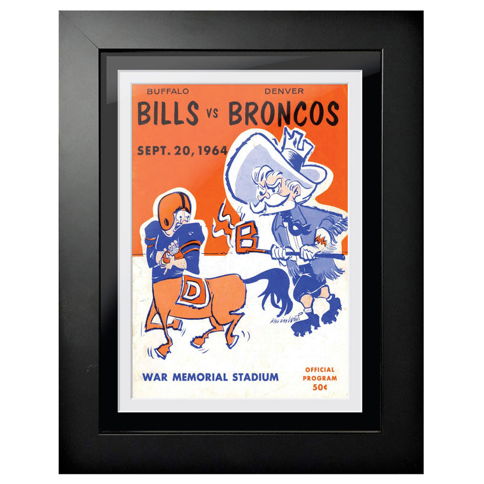 Buffalo Bills vs Denver Broncos 1964 Framed Program Cover