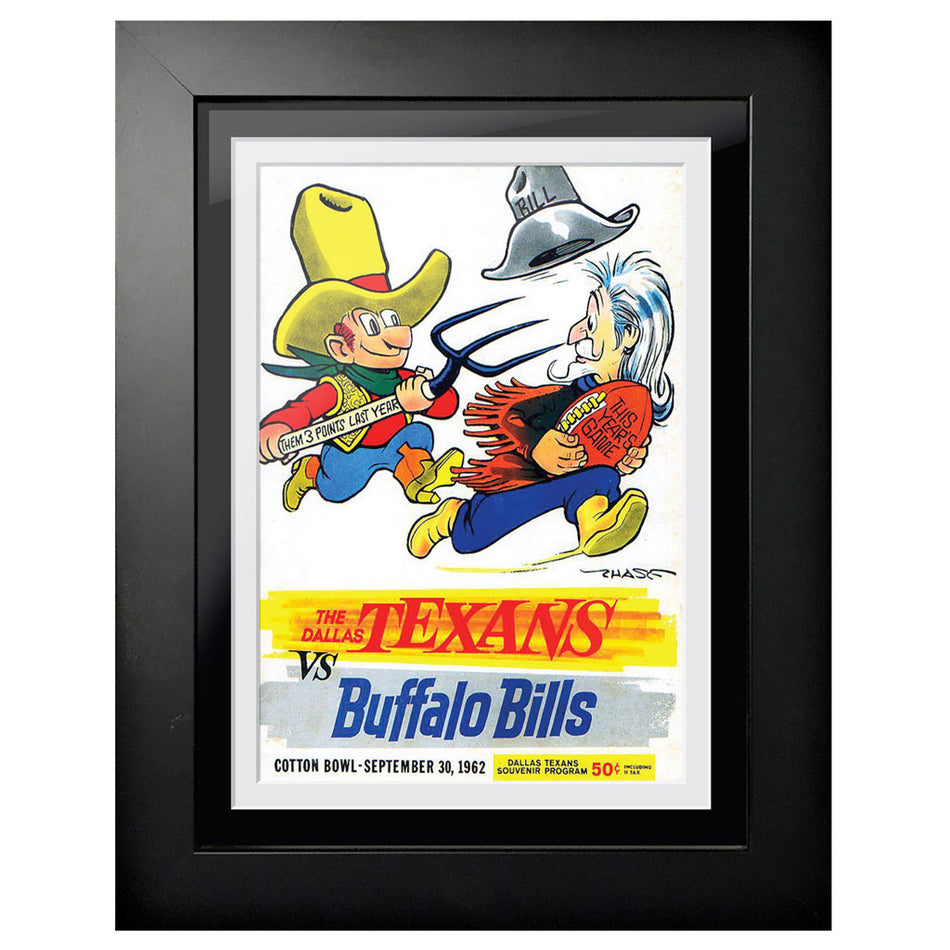 Dallas Texans vs. Buffalo Bills 1962 Framed Program Cover