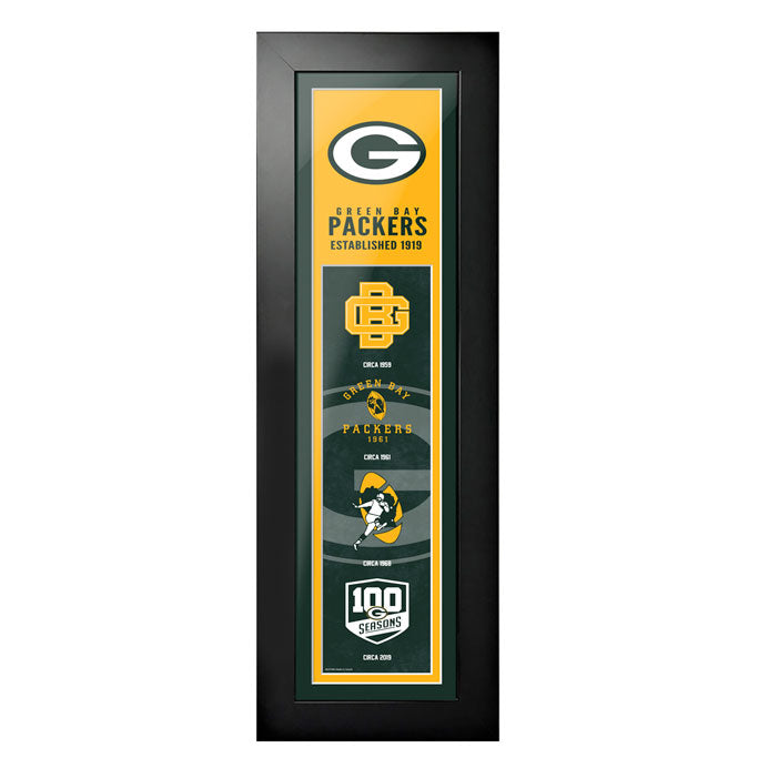 Green Bay Packers 6"x22"  Logos to History Framed Art