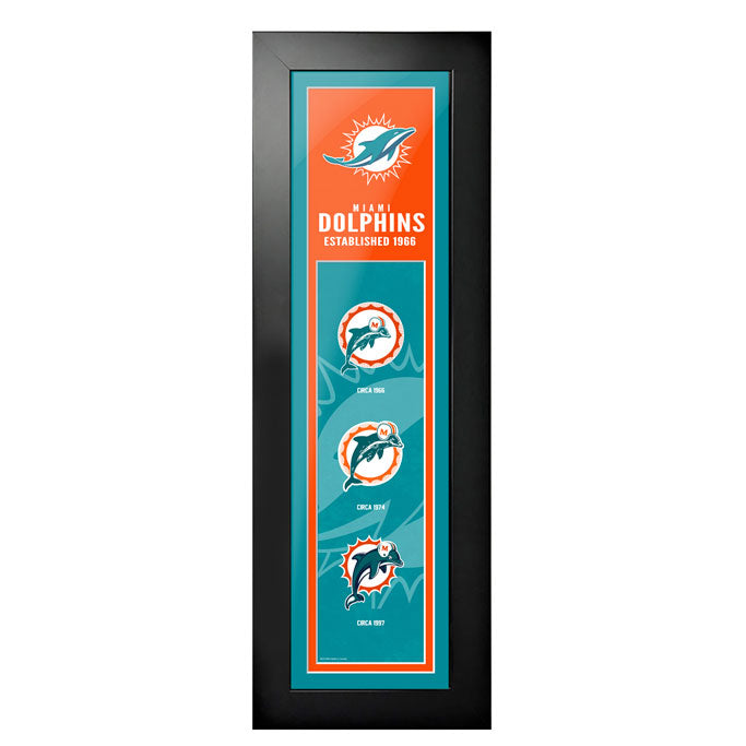 Miami Dolphins 6"x22"  Logos to History Framed Art