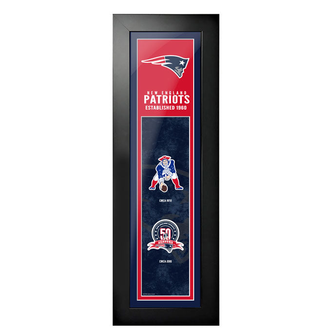 New England Patriots 6"x22"  Logos to History Framed Art