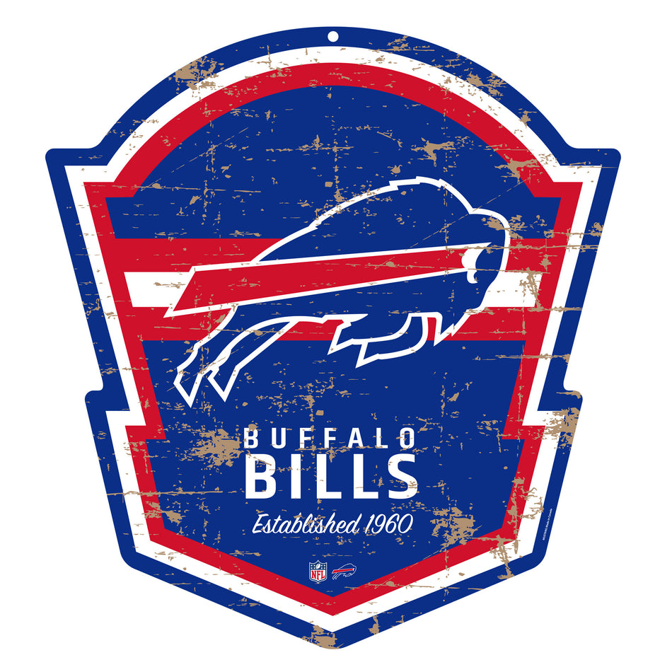 Buffalo Bills Sign - 22" Distressed Shield