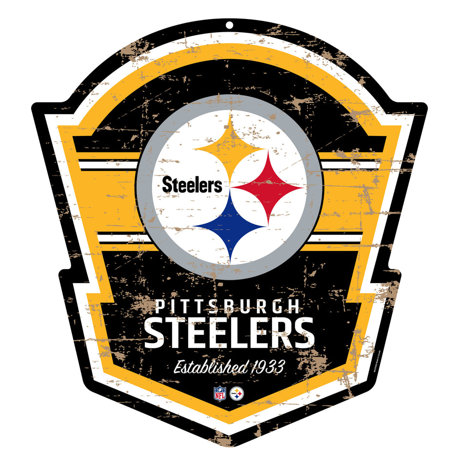 Pittsburgh Steelers 22" PVC Distressed Shield