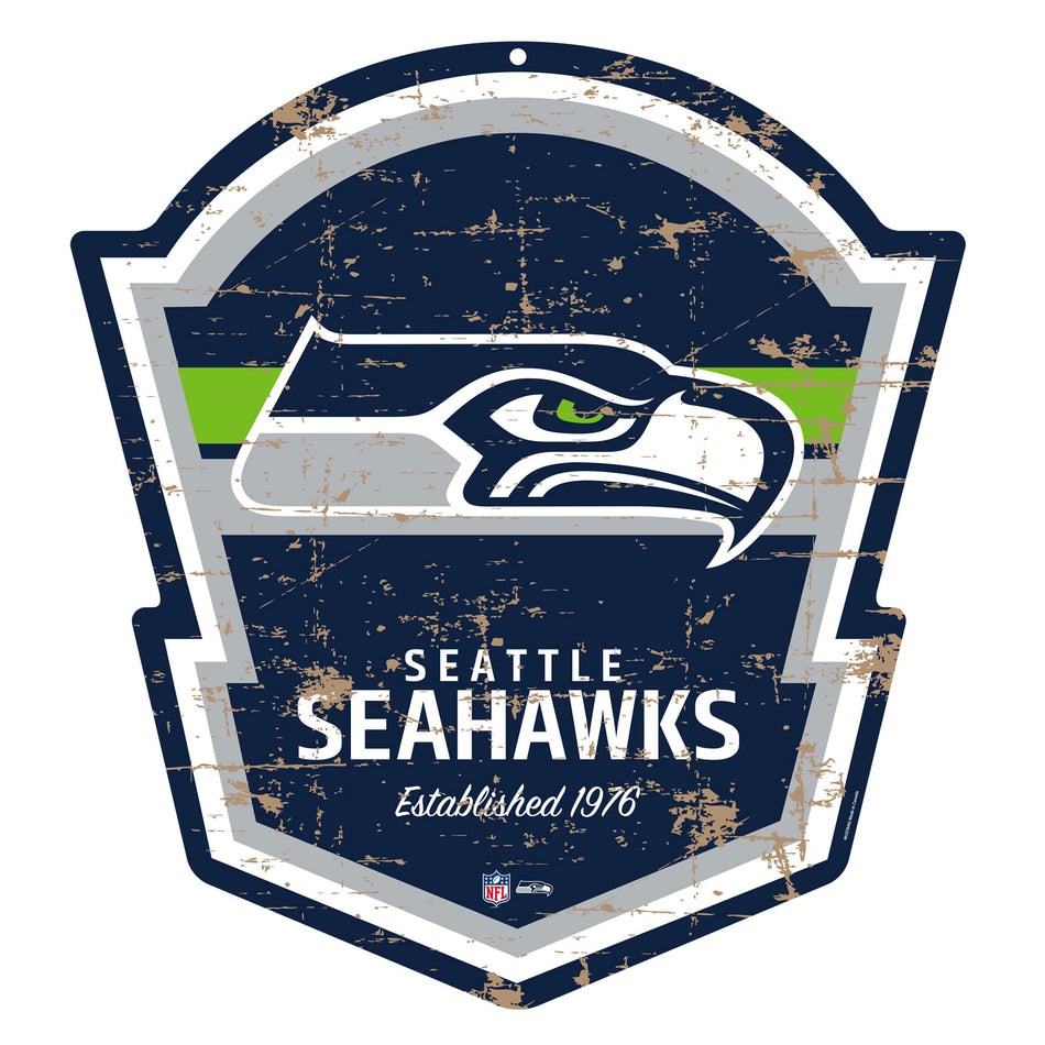 Seattle Seahawks 22" PVC Distressed Shield