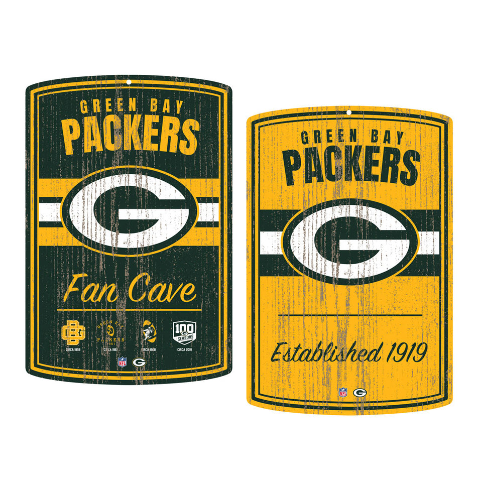 Green Bay Packers Wall Sign - 16" x 23" 2 pack Established Faux Wood