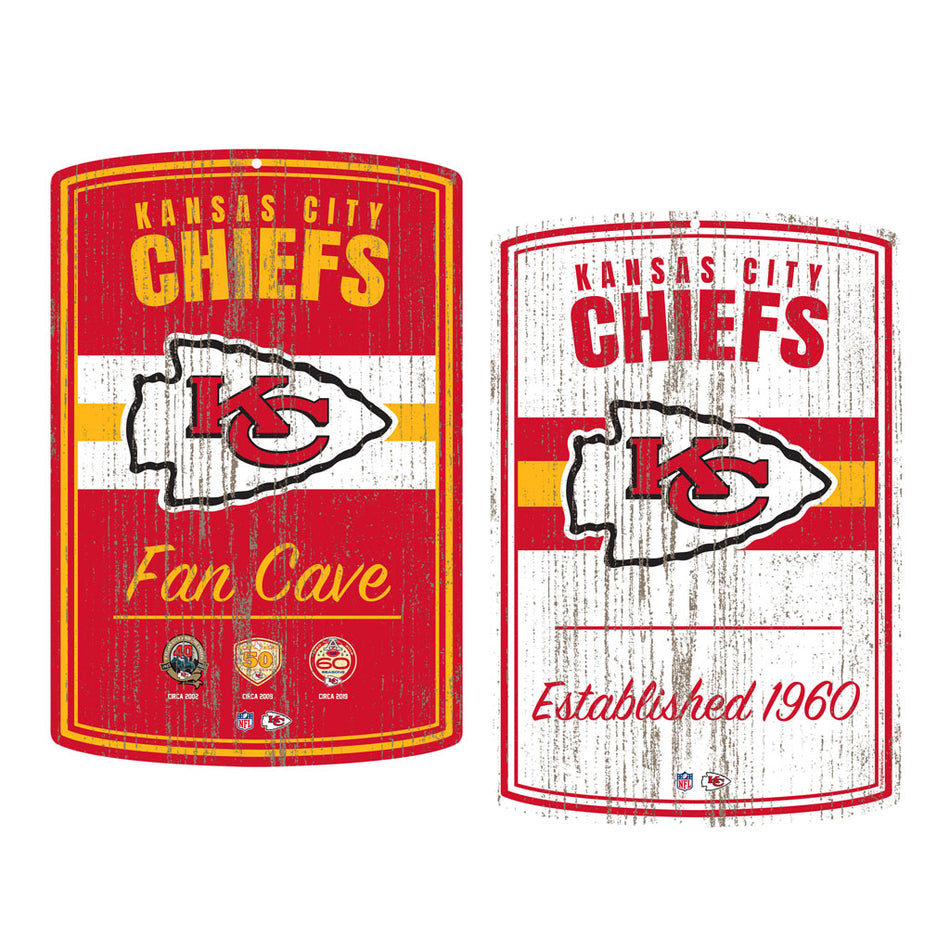 Kansas City Chiefs Wall Sign - 16" x 23" 2 pack Established Faux Wood