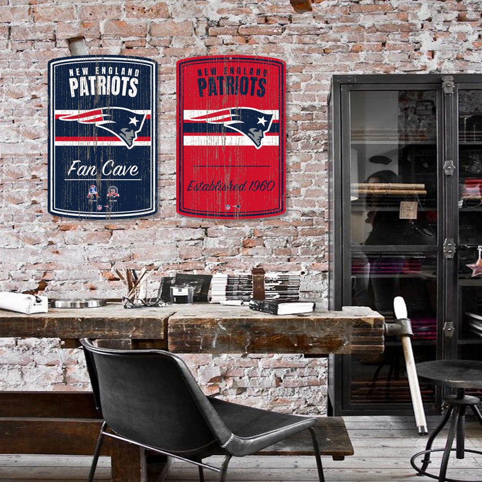 New England Patriots 16x24 2 pack Established Faux Wood Wall Signs