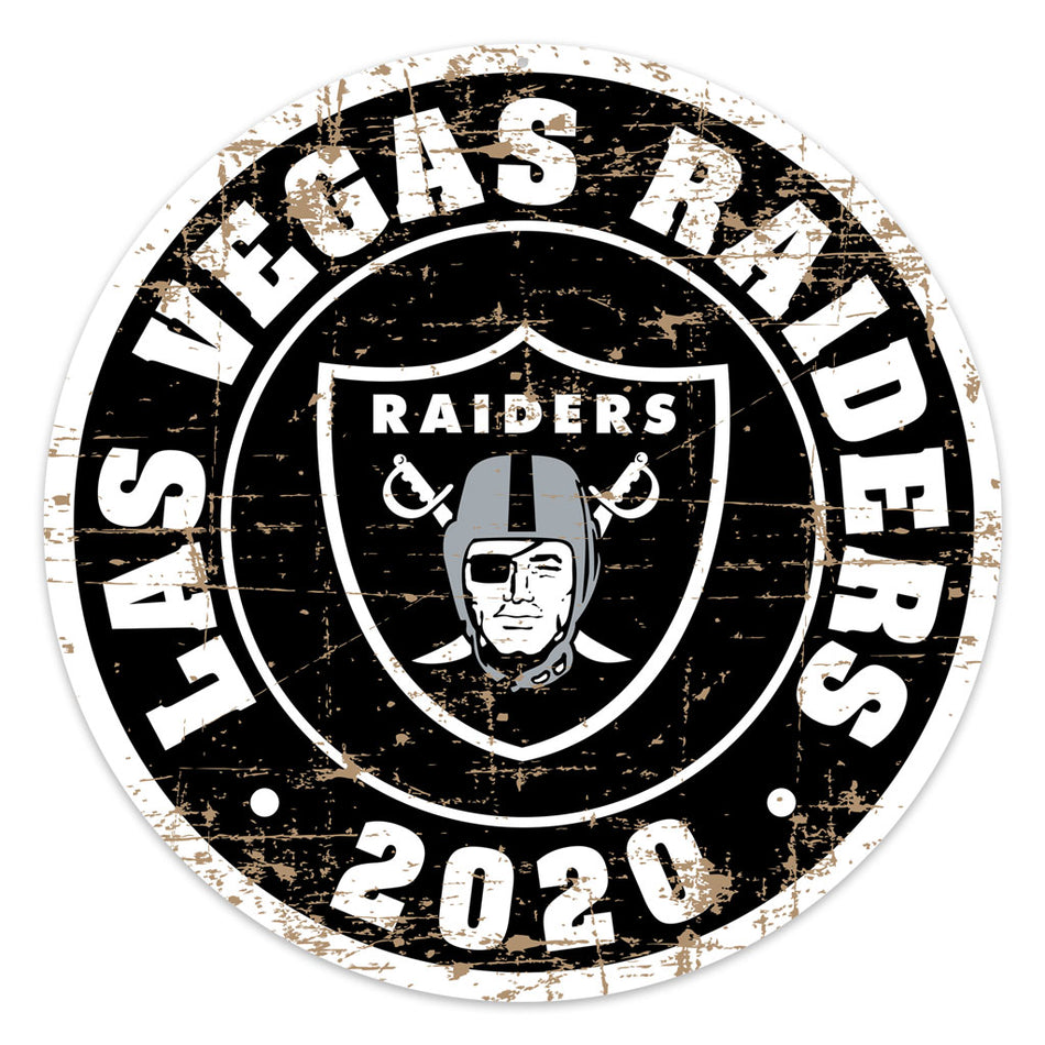 Las Vegas Raiders Sign - 22" Round Distressed