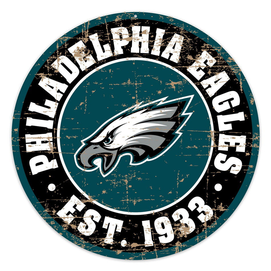 Philadelphia Eagles Sign - 22" Round Distressed Logo