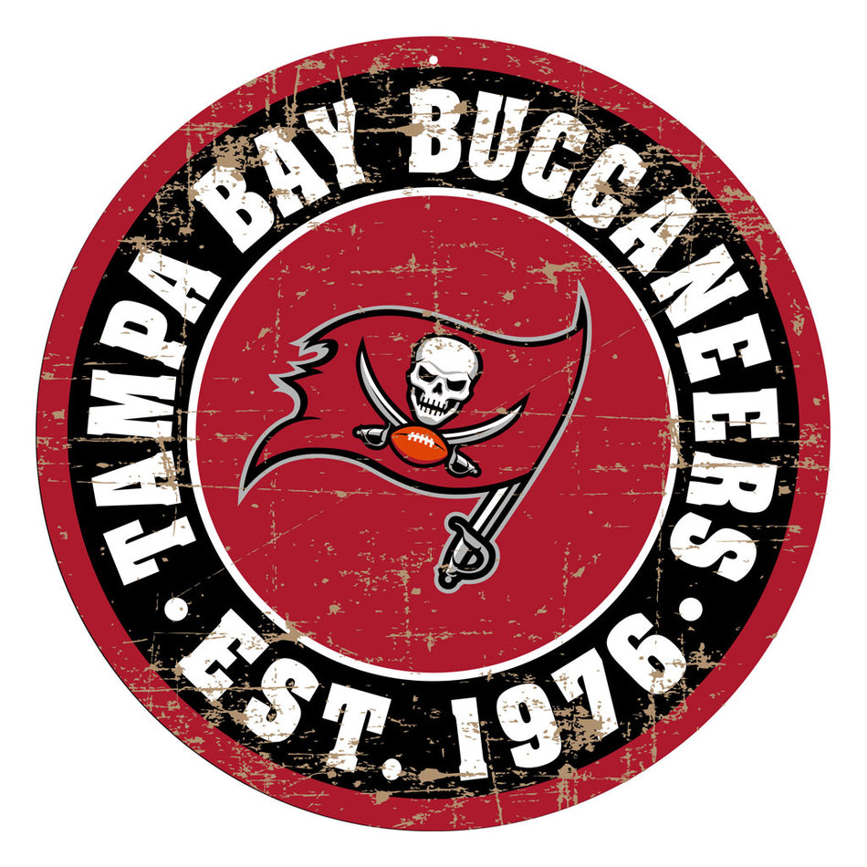 Tampa Bay Buccaneers 22" Round PVC Distressed Logo Wall Sign