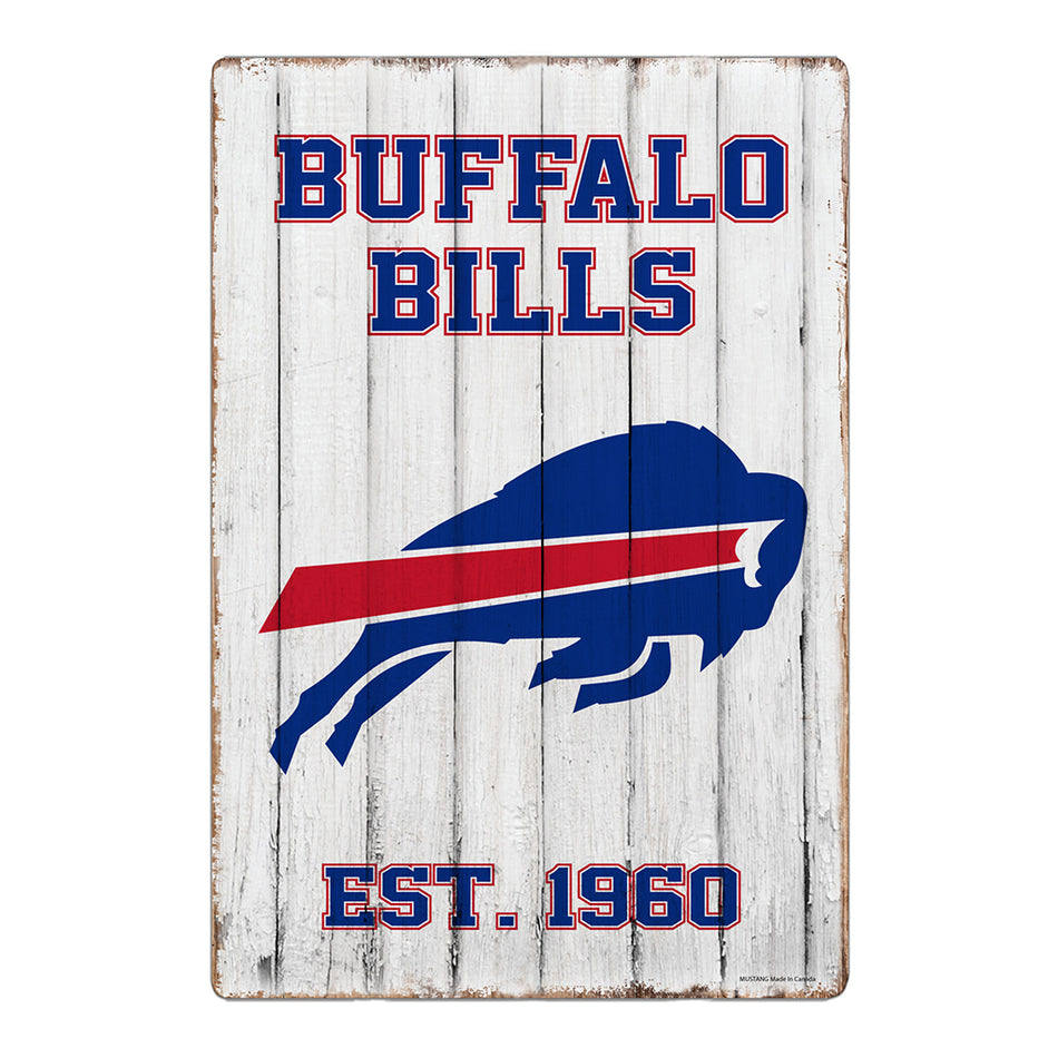 Buffalo Bills Sign - 24" x 16" Established Faux Wood