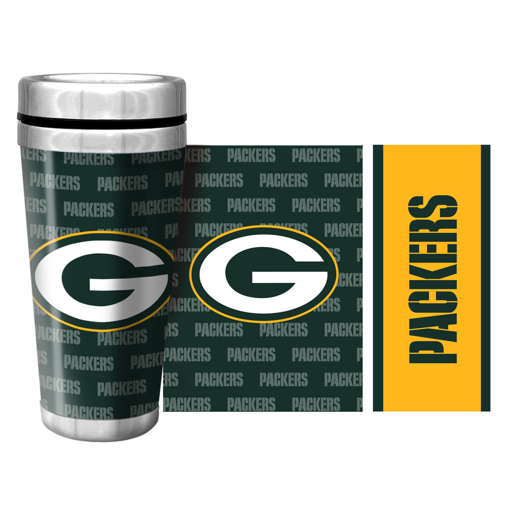 Green Bay Packers 16oz Full Wrap Wallpaper Travel Mug - Sports Decor